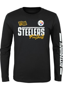 Pittsburgh Steelers Boys Black Race Time Long Sleeve T-Shirt