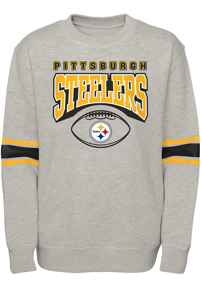 Steelers grey crew neck sweatshirt sale