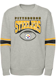 Pittsburgh Steelers Youth Grey Fan Fave Long Sleeve Crew Sweatshirt