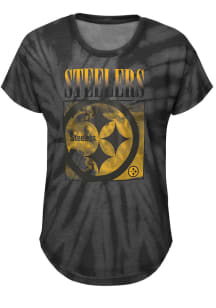 Pittsburgh Steelers Girls Black In The Band Tie-Dye Short Sleeve Fashion T-Shirt