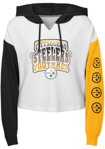 Pittsburgh Steelers Girls White Color Run Long Sleeve Hooded Sweatshirt