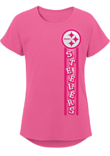 Pittsburgh Steelers Girls Pink Fair Catch Short Sleeve Tee