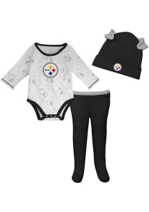 Pittsburgh Steelers Infant Black Dream Team Hat Set Top and Bottom