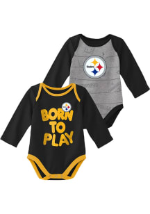 Pittsburgh Steelers Baby Black Born To Play LS 2PK One Piece