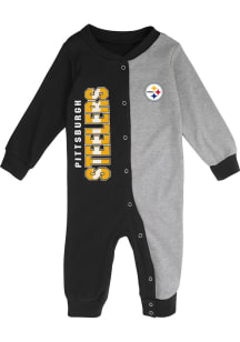Pittsburgh Steelers Baby Black Half Time Coverall Long Sleeve One Piece