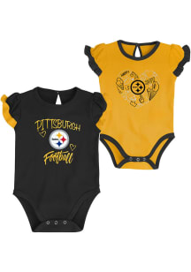 Pittsburgh Steelers Baby Black Too Much Love 2PK Set One Piece