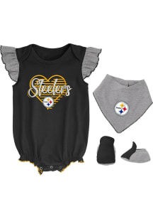Pittsburgh Steelers Baby Black All The Love Bib Set One Piece