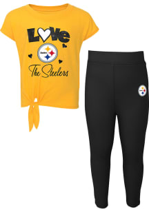 Pittsburgh Steelers Infant Girls Black Forever Love Set Top and Bottom