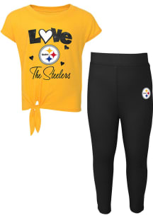 Pittsburgh Steelers Toddler Girls Forever Love Top and Bottom Set Black