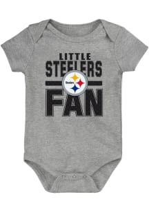 Pittsburgh Steelers Baby Grey Little Fan Short Sleeve One Piece