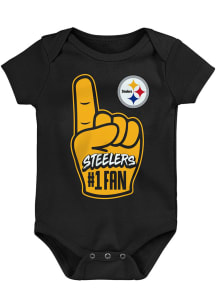 Pittsburgh Steelers Baby Black Hands Off Short Sleeve One Piece