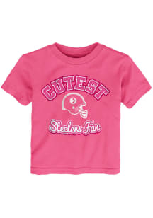 Pittsburgh Steelers Toddler Girls Pink Cutest Fan Short Sleeve T-Shirt