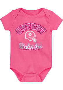 Pittsburgh Steelers Baby Pink Cutest Fan Short Sleeve One Piece