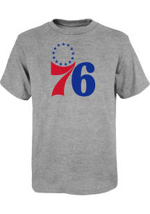 Philadelphia 76ers Boys Grey 76 Logo Short Sleeve T-Shirt