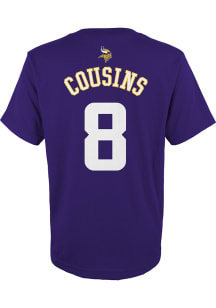 Kirk Cousins  Minnesota Vikings Boys Purple Name and Number Short Sleeve T-Shirt