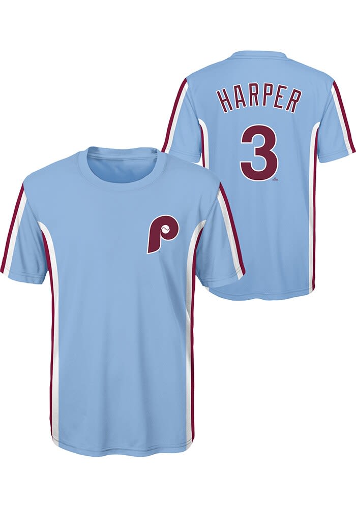 Bryce Harper Philadelphia Phillies Light Blue Name And Number Short Sleeve  Player T Shirt