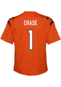 Ja'Marr Chase Cincinnati Bengals Youth Orange Nike Alt 1 Throwback Football Jersey