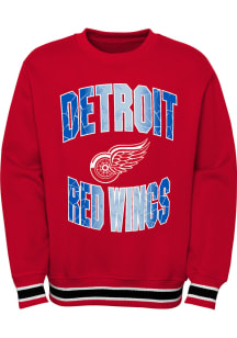 Detroit Red Wings Youth Red Classic Blueliner Long Sleeve Crew Sweatshirt