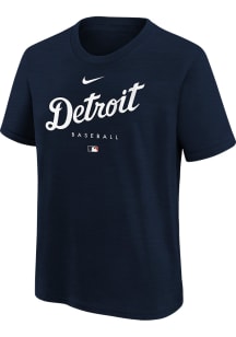 Nike Detroit Tigers Youth Navy Blue Dri Fit Early Work Short Sleeve T-Shirt