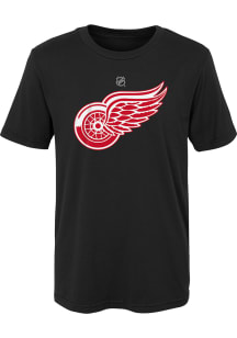 Detroit Red Wings Youth Black Primary Logo Short Sleeve T-Shirt