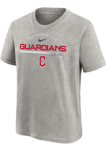 Nike Cleveland Guardians Youth Grey Team Engineered Short Sleeve T-Shirt