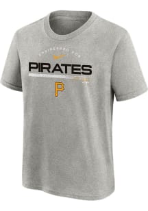 Nike Pittsburgh Pirates Boys Grey Team Engineered Short Sleeve T-Shirt
