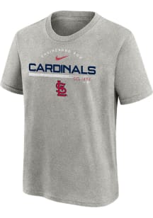 Nike St Louis Cardinals Youth Grey Team Engineered Short Sleeve T-Shirt