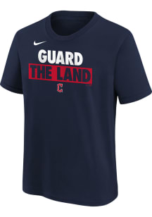 Nike Cleveland Guardians Boys Navy Blue Team Engineered 2 Short Sleeve T-Shirt