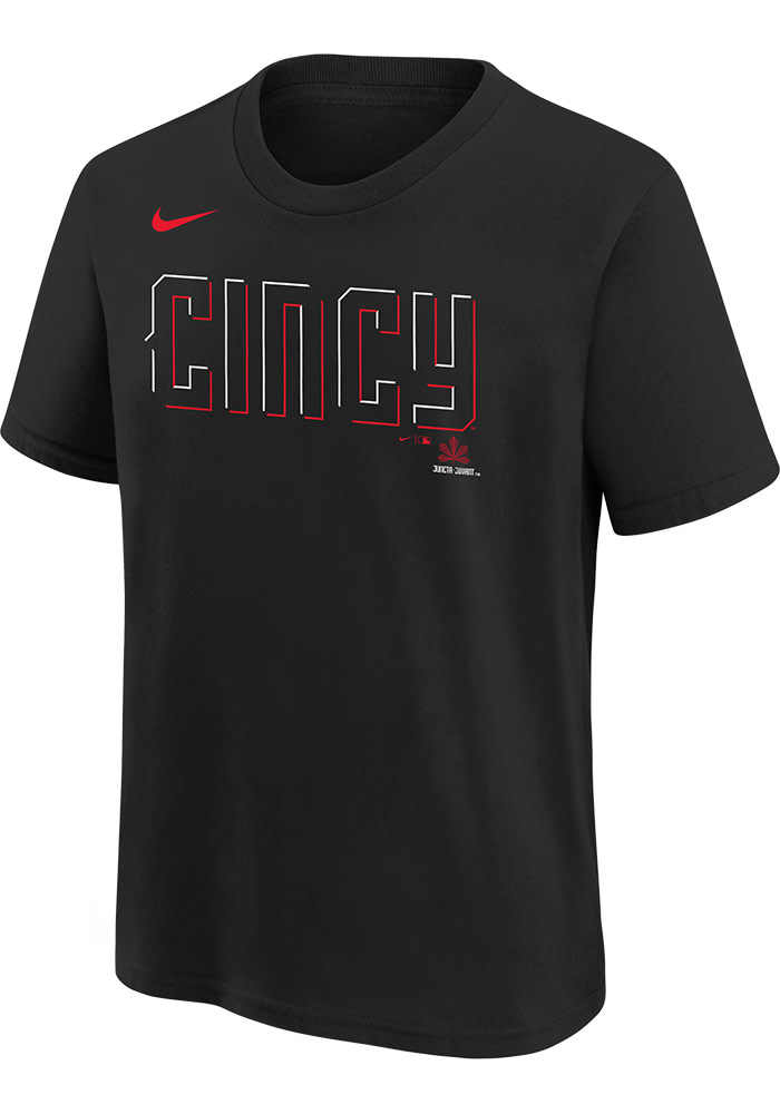 Nike Cincinnati Reds Youth BLACK City Connect Wordmark Short Sleeve Tee