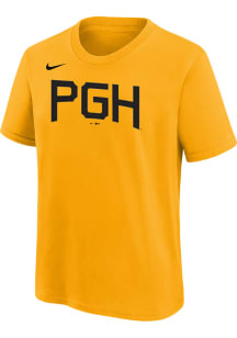 Nike Pittsburgh Pirates Youth Gold City Connect Wordmark Short Sleeve T-Shirt