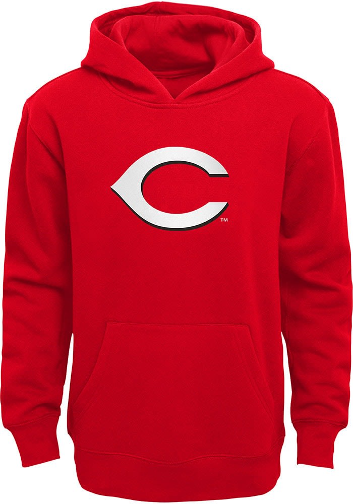 Cincinnati Reds Boys Red Primary Logo Long Sleeve Hooded Sweatshirt