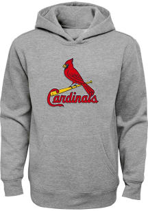 St Louis Cardinals Boys Grey Wordmark Logo Long Sleeve Hooded Sweatshirt