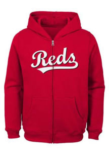 Cincinnati Reds Toddler Wordmark Logo Long Sleeve Full Zip Sweatshirt - Red