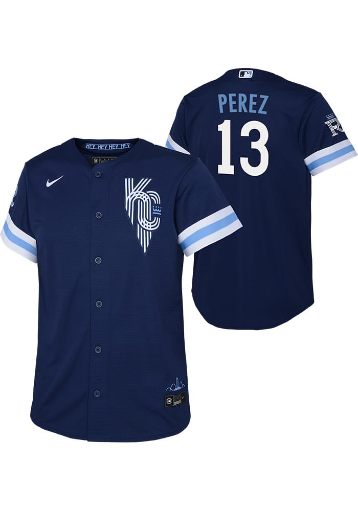 Salvador Perez Nike Kansas City Royals Youth Blue City Connect Replica Jersey