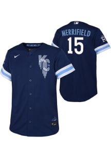 Whit Merrifield  Nike Kansas City Royals Youth Navy Blue City Connect Replica Jersey