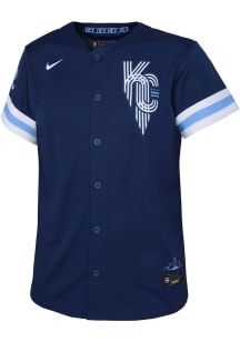 Nike Kansas City Royals Youth Navy Blue City Connect Replica Blank Jersey