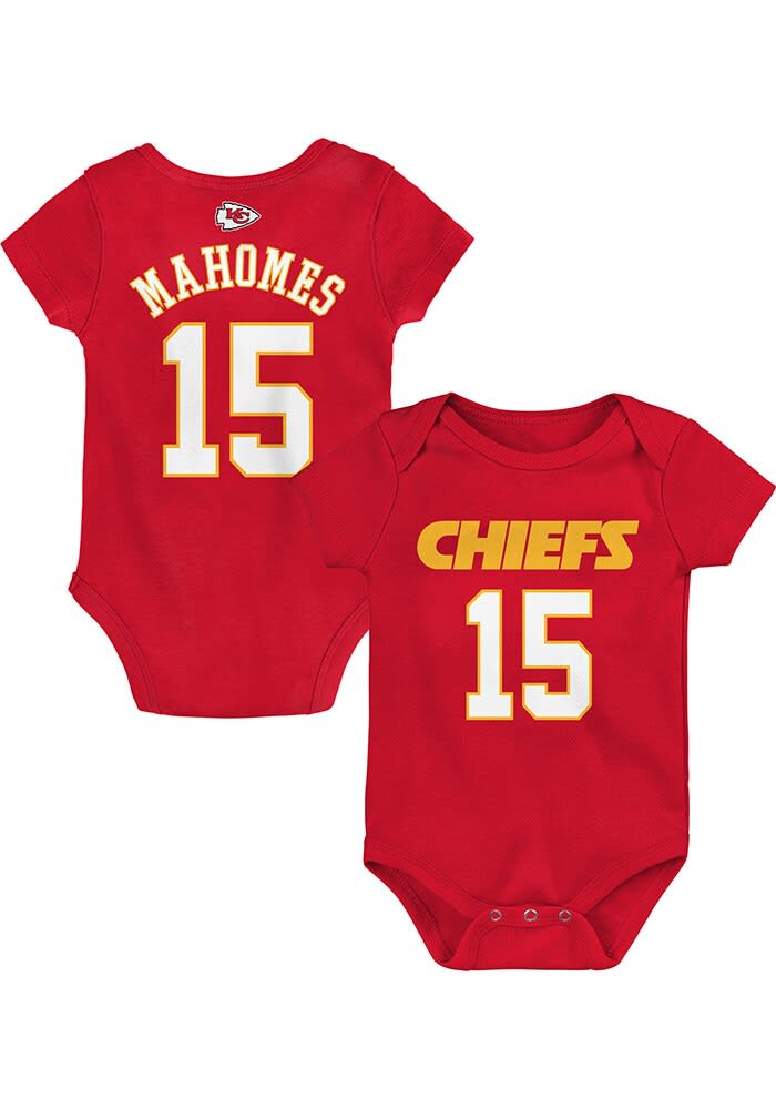 Outer Stuff Patrick Mahomes Kansas City Chiefs Baby Red Mainliner NN Short Sleeve One Piece, Red, 100% Cotton, Size 3M, Rally House