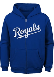 Kansas City Royals Boys Blue Wordmark Logo Long Sleeve Full Zip Hooded Sweatshirt
