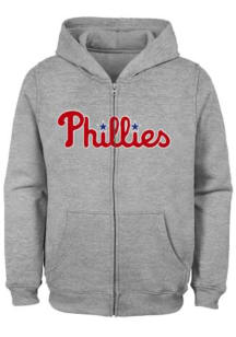 Philadelphia Phillies Toddler Wordmark Logo Long Sleeve Full Zip Sweatshirt - Grey