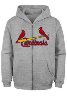 St Louis Cardinals Toddler Wordmark Logo Long Sleeve Full Zip Sweatshirt - Grey