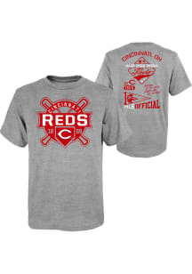 Cincinnati Reds Boys Grey Multi Hits Short Sleeve T-Shirt