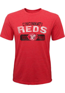 Cincinnati Reds Youth Red Coop Nostalgia Short Sleeve Fashion T-Shirt