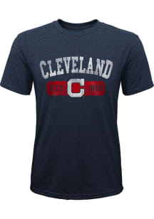Cleveland Guardians Youth Navy Blue Coop Nostalgia Short Sleeve Fashion T-Shirt