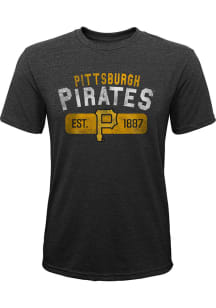 Pittsburgh Pirates Youth Black Coop Nostalgia Short Sleeve Fashion T-Shirt