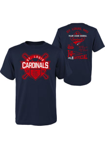 St Louis Cardinals Boys Navy Blue Multi Hits Short Sleeve T-Shirt