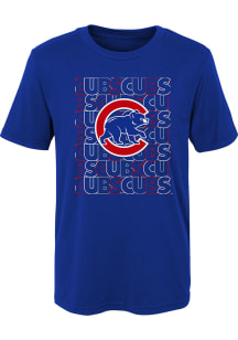 Chicago Cubs Boys Blue Letterman Short Sleeve T-Shirt