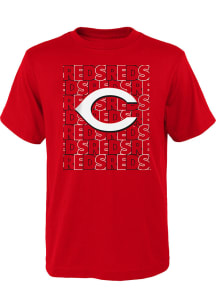 Cincinnati Reds Youth Red Letterman Short Sleeve T-Shirt