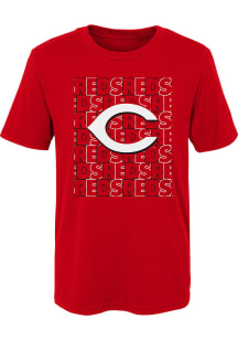 Cincinnati Reds Boys Red Letterman Short Sleeve T-Shirt