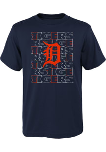 Detroit Tigers Youth Navy Blue Letterman Short Sleeve T-Shirt