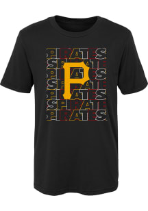 Pittsburgh Pirates Boys Black Letterman Short Sleeve T-Shirt